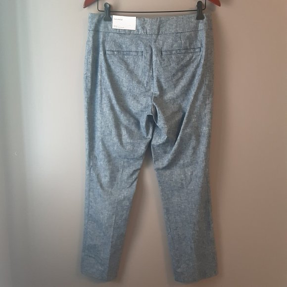 Ann Taylor "The Ankle Pant" Linen Cotton Mid-Rise Light Blue | New! Size 4 - Picture 6 of 13